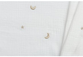 Hydrofiel Stof Embroidery Maan en Sterren Off White