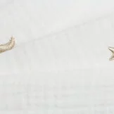 Hydrofiel Stof Embroidery Maan en Sterren Off White