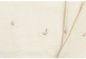 Hydrofiel Stof Embroidery Maan en Sterren Naturel