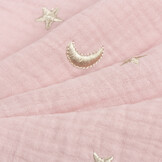 Hydrofiel Stof Embroidery Maan en Sterren Soft Rose