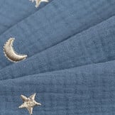 Hydrofiel Stof Embroidery Maan en Sterren Jeans