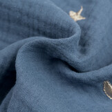 Hydrofiel Stof Embroidery Maan en Sterren Jeans