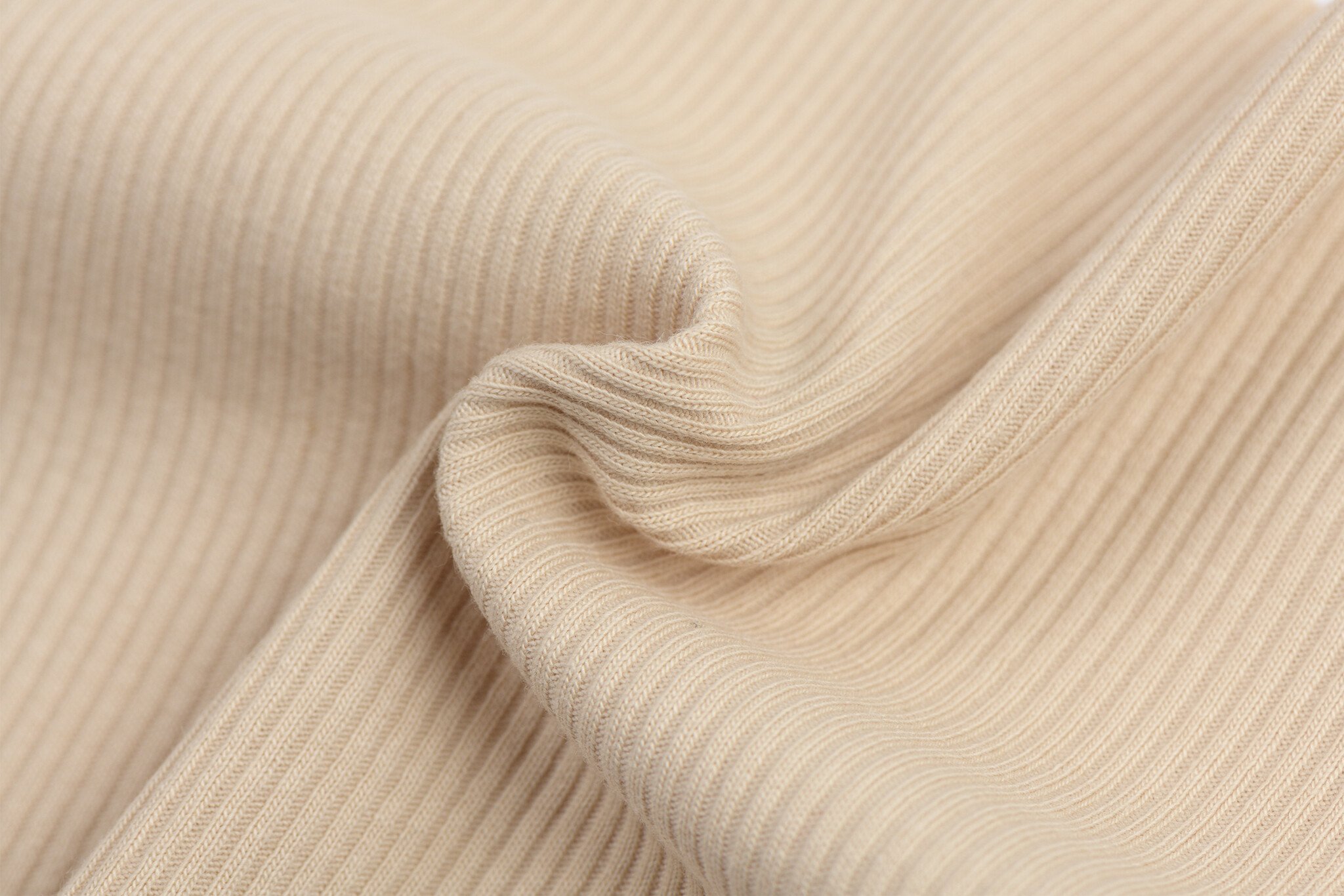 Rib Jersey Stof Licht Beige