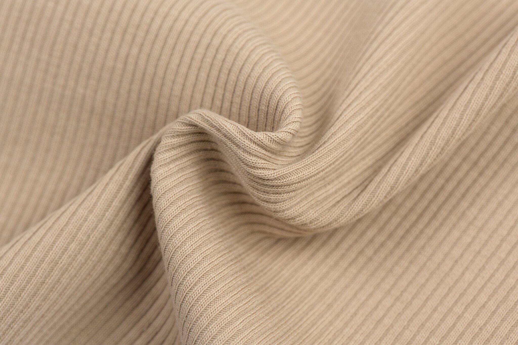 Rib Jersey Stof Donker Beige