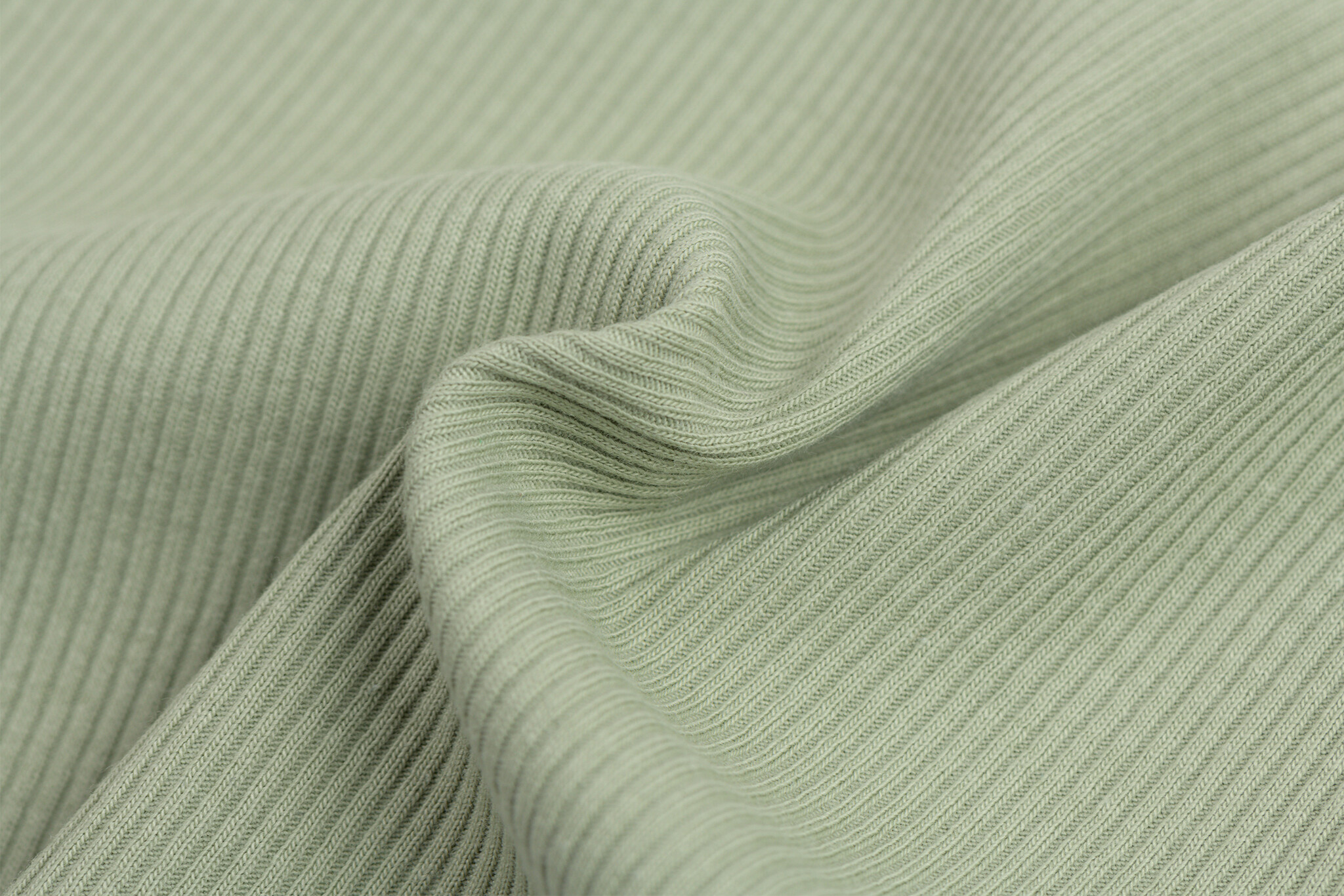 Rib Jersey Stof Dusty Groen