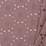 Katoen Voile Stof Geborduurd met Bloemen Oud Roze