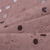 Katoen Voile Stof Geborduurd met Bloemen Oud Roze