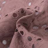 Katoen Voile Stof Geborduurd met Bloemen Oud Roze