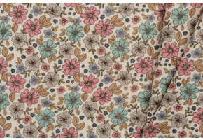 Hydrofiel Stof Digitale Print - Zomerbloem Vintage Roze