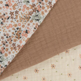 Hydrofiel Stof Digitale Print - Liefdesbloem Beige