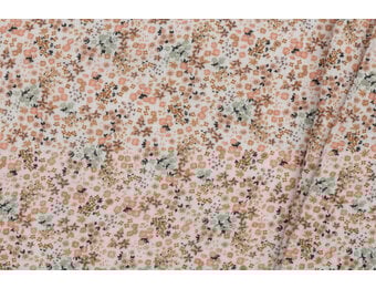 Hydrofiel Stof Digitale Print - Liefdesbloem Beige