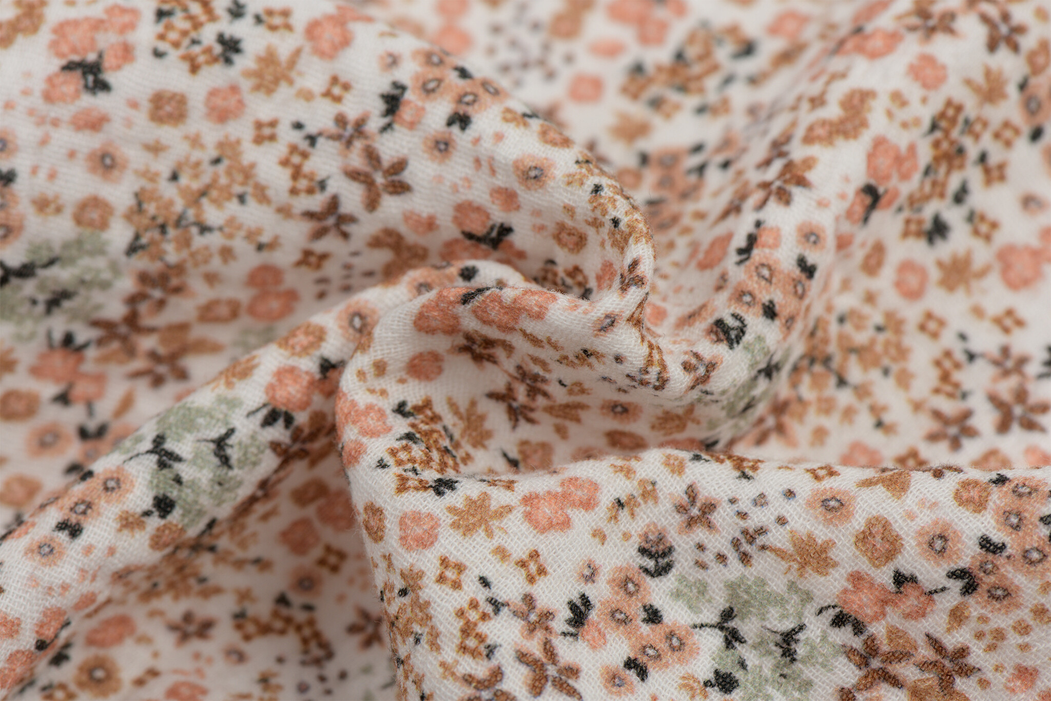 Hydrofiel Stof Digitale Print - Liefdesbloem Beige