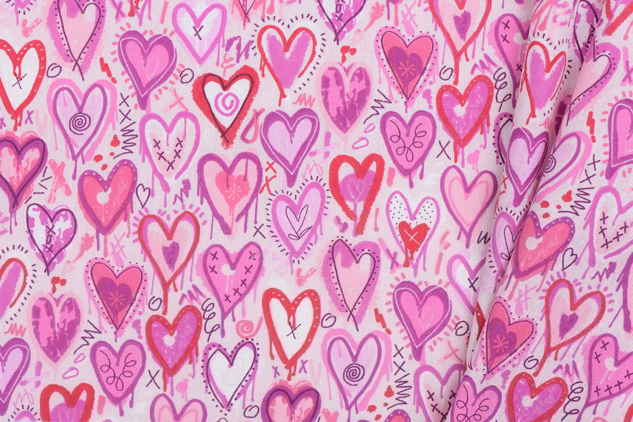 Katoen Vintage Hartjes - Rose