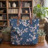 Canvas Decostof  Kersenbloesem Donkerblauw