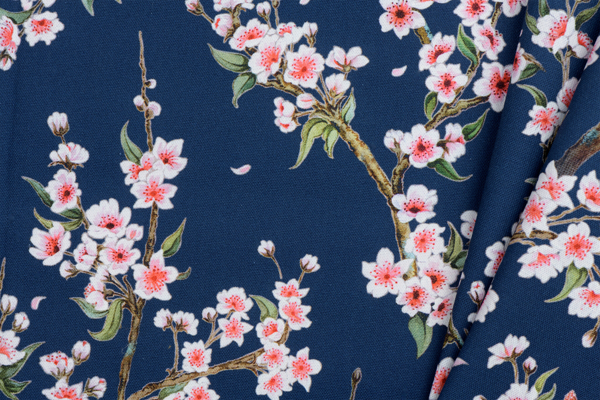 Canvas Decostof  Kersenbloesem Donkerblauw