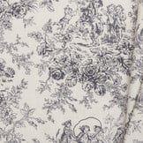 Katoen Vintage Toile de Jouy Mini Diabolo - Zwart