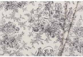 Katoen Vintage Toile de Jouy Mini Diabolo - Zwart