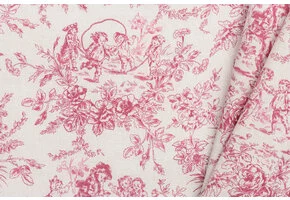 Katoen Vintage Toile de Jouy Mini Diabolo - Rouge Rood