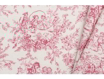Katoen Vintage Toile de Jouy Mini Diabolo - Rouge Rood