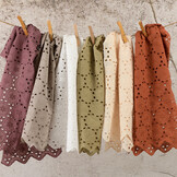 Katoen Voile Stof Geborduurd met Bloemen Oud Mauve