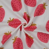 Hydrofiel Stof Grote Aardbeien - Off White