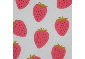 Hydrofiel Stof Grote Aardbeien - Off White
