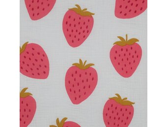 Hydrofiel Stof Grote Aardbeien - Off White