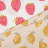 Hydrofiel Stof Grote Aardbeien - Off White