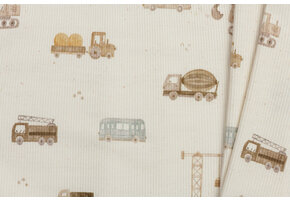 Rib Jersey Stof - Bouwvoertuigen Beige