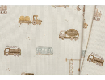 Rib Jersey Stof - Bouwvoertuigen Beige