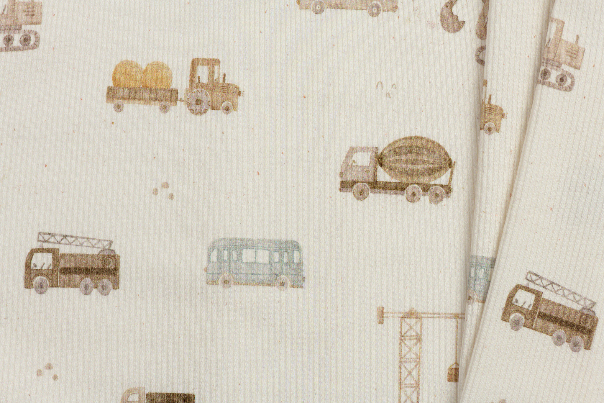 Rib Jersey Stof - Bouwvoertuigen Beige