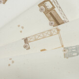 Poplin Katoen - Bouwvoertuigen Ecru – Stoer & Zacht