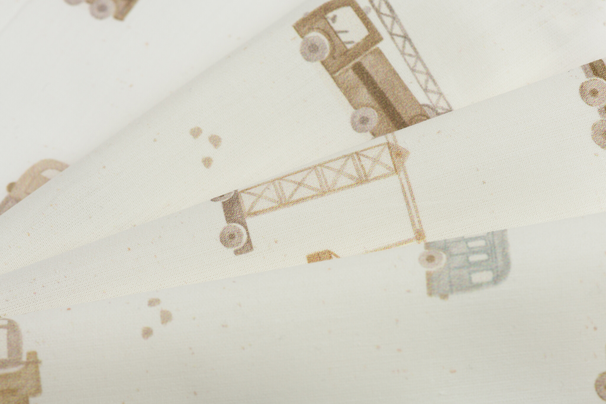 Poplin Katoen - Bouwvoertuigen Ecru – Stoer & Zacht