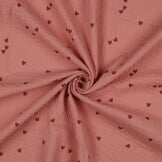 Hydrofiel Stof Kleine Hartjes - Roze Blush