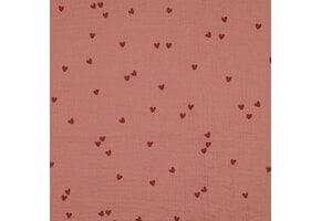 Hydrofiel Stof Kleine Hartjes - Roze Blush