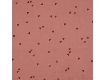 Hydrofiel Stof Kleine Hartjes - Roze Blush