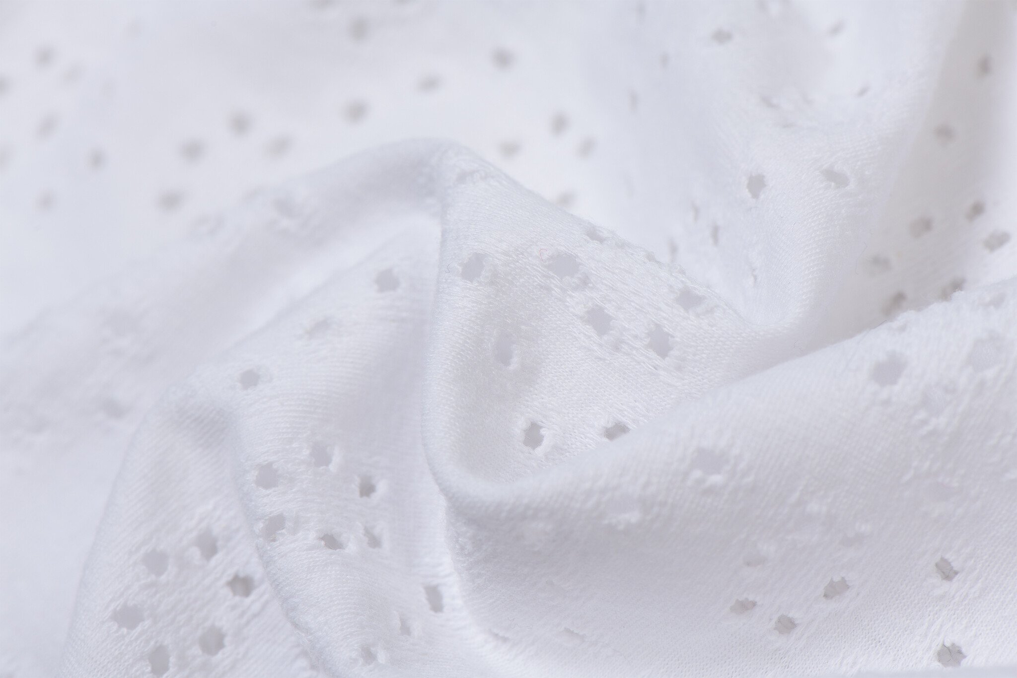 Broderie Tricot Stof Wit