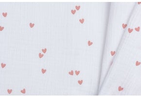 Hydrofiel Stof Kleine Hartjes - Wit