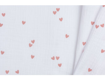 Hydrofiel Stof Kleine Hartjes - Wit