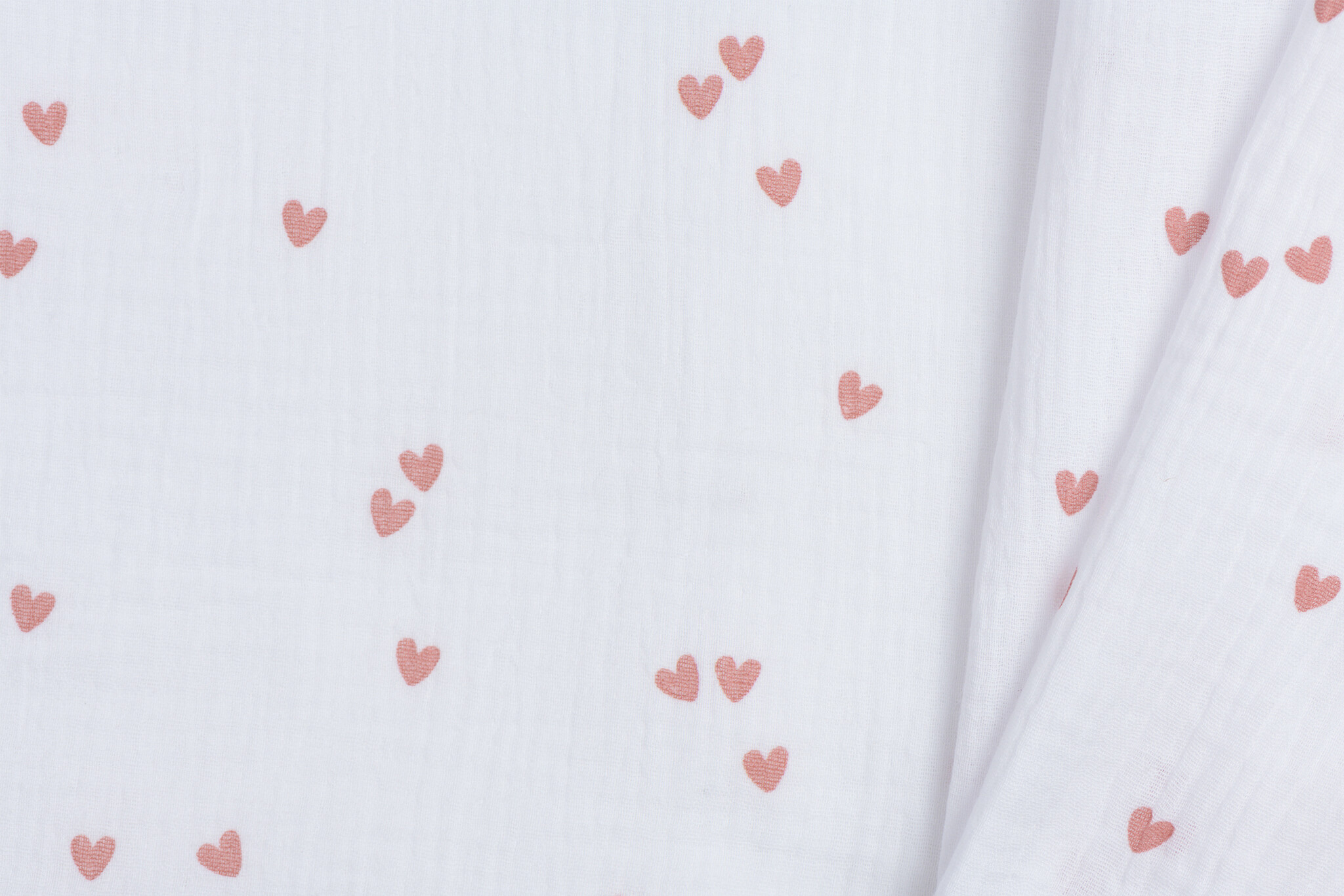 Hydrofiel Stof Kleine Hartjes - Wit