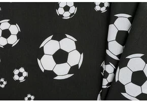 Voetbalstoffen Katoen - Zwart Voetbal