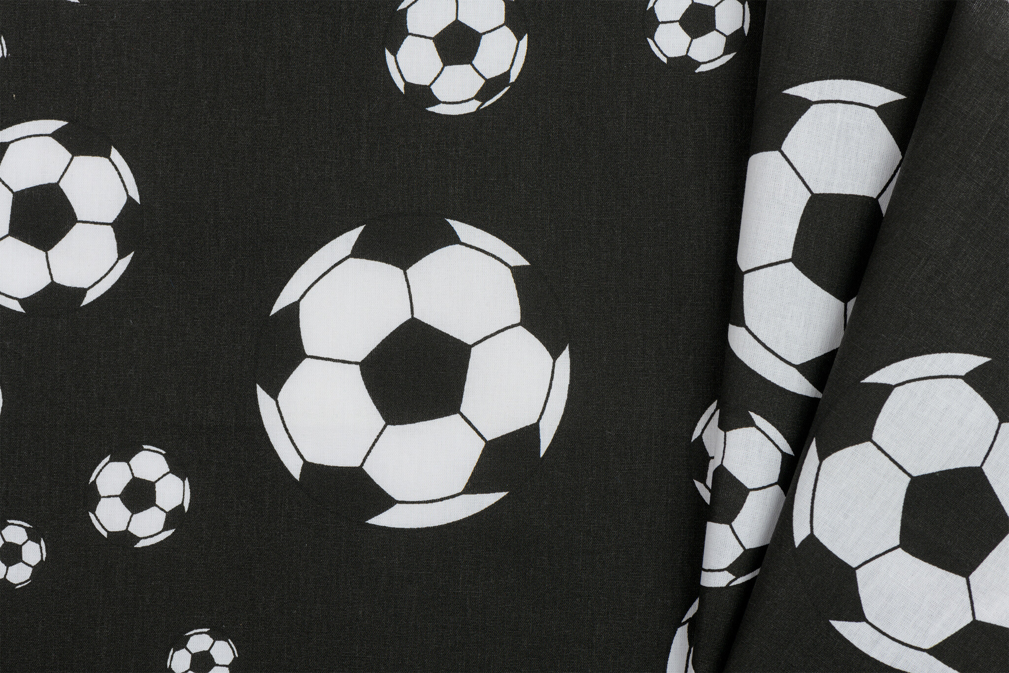 Voetbalstoffen Katoen - Zwart Voetbal