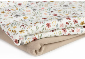 Jersey Katoen Digitale Print - Bloem Collage Ecru