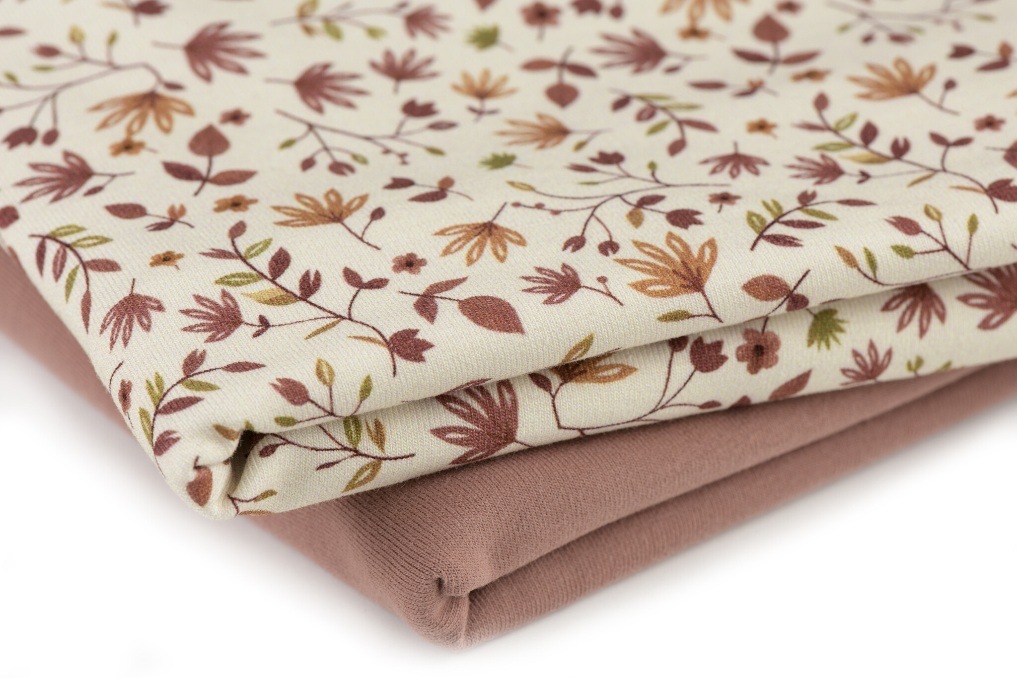 Jersey Katoen Digitale Print - Kastanje Blad Klei Roze