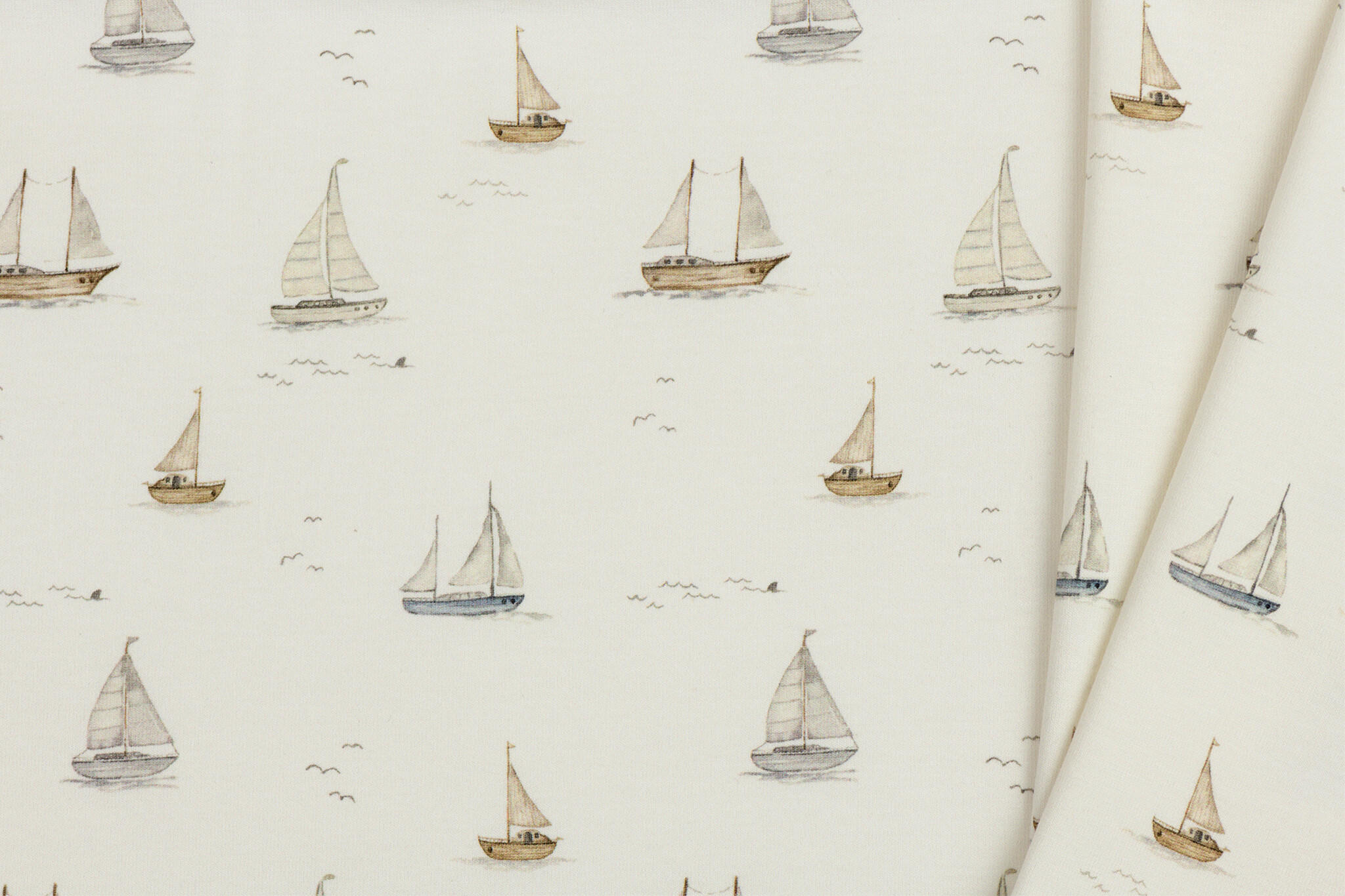 Poplin Katoen Digitale Print - Zeilboten