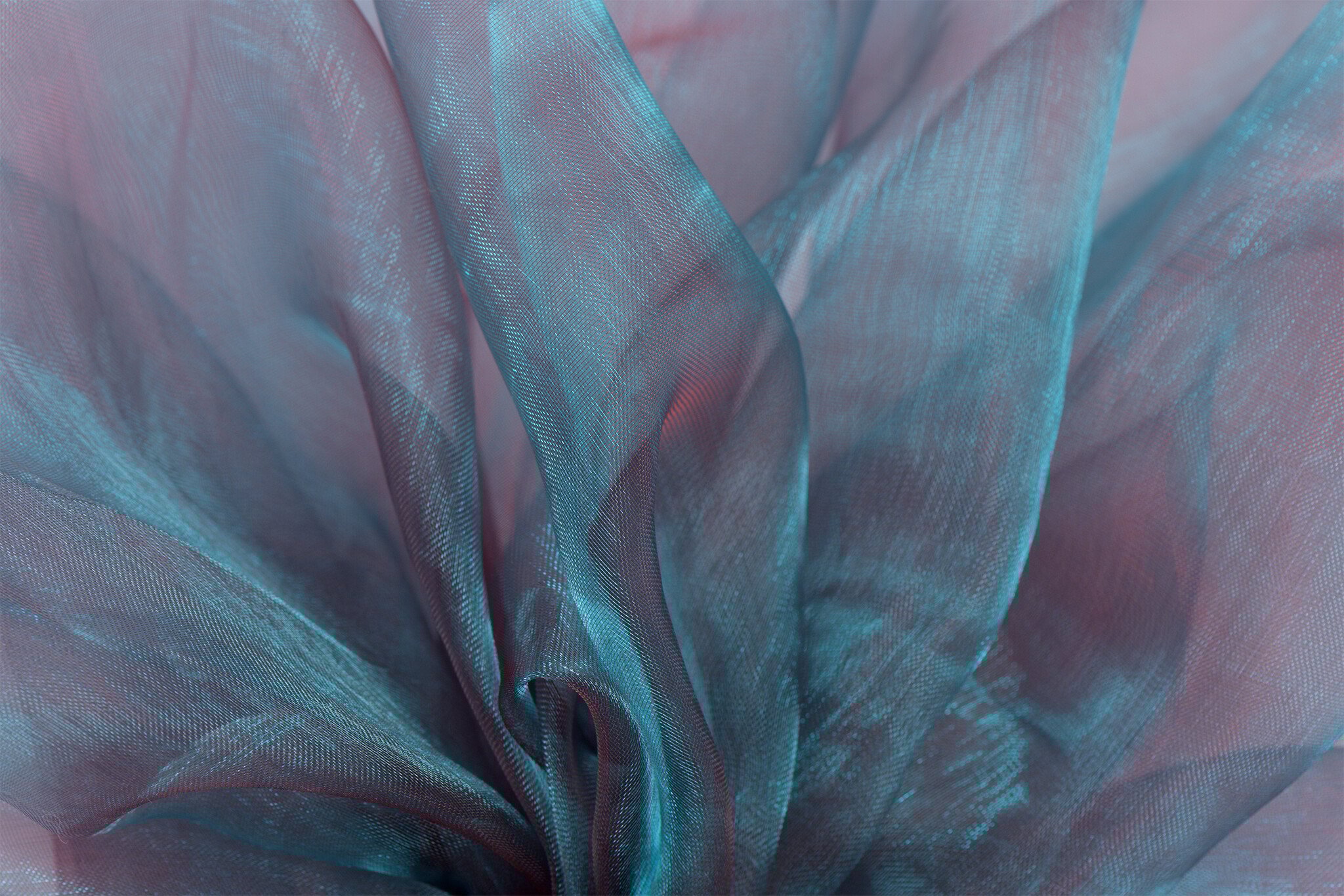 Organza Two-Tone Turkooisblauw - Rood