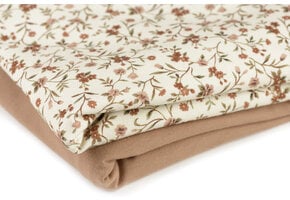 Jersey Katoen Digitale Print - Beige Romantische Bloem