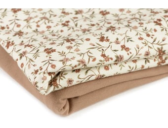 Jersey Katoen Digitale Print - Beige Romantische Bloem