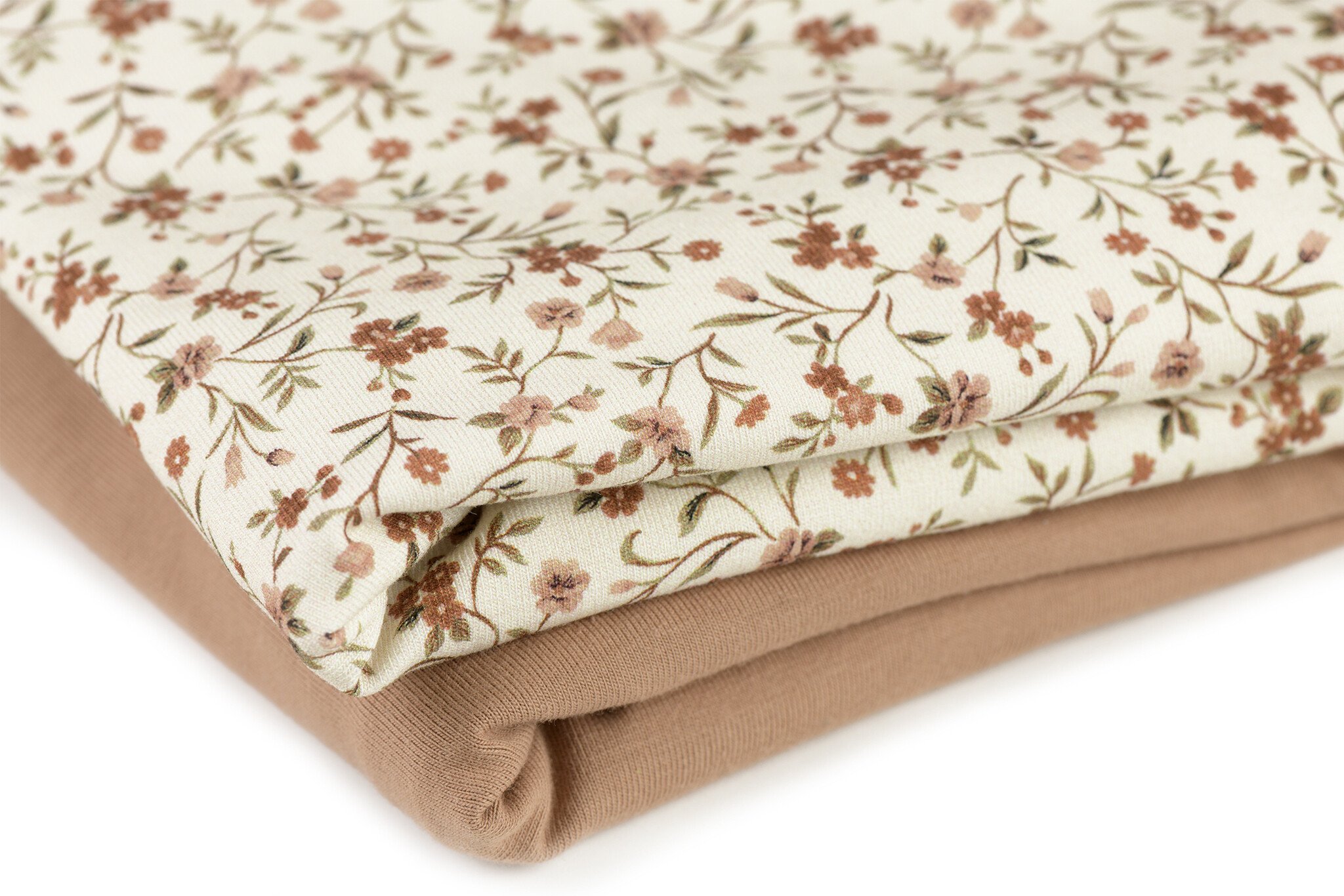 Jersey Katoen Digitale Print - Beige Romantische Bloem