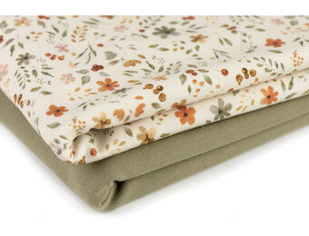 Jersey Katoen Digitale Print - Bloem Collage Beige